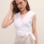 Ann Taylor V-Neck Tie Waist Wrap Top