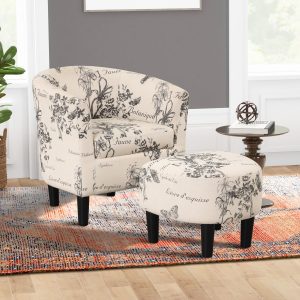 Ophelia & Co. 26-Inch Modern Upholstered Accent Chair with Ottoman Deal