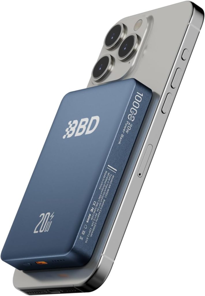 BBD 10000mAh MagSafe Portable Charger Magnetic Power Bank Blue