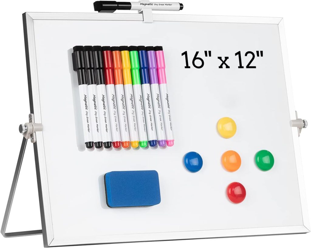 Cazeyoo 16 x 12 magnetic double-sided dry erase whiteboard set with markers and eraser