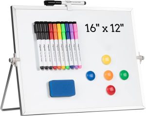 Cazeyoo 16 x 12 magnetic double-sided dry erase whiteboard set with markers and eraser
