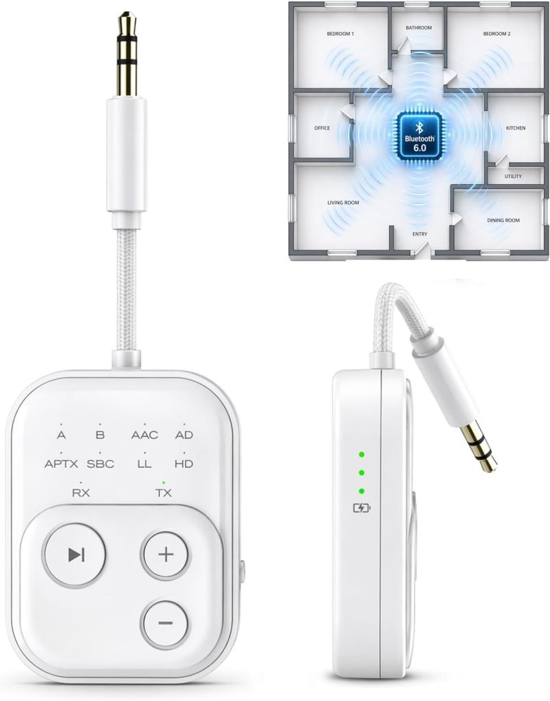 INCORIC Bluetooth 6.0 Transmitter Receiver Wireless 3.5mm Audio Adapter