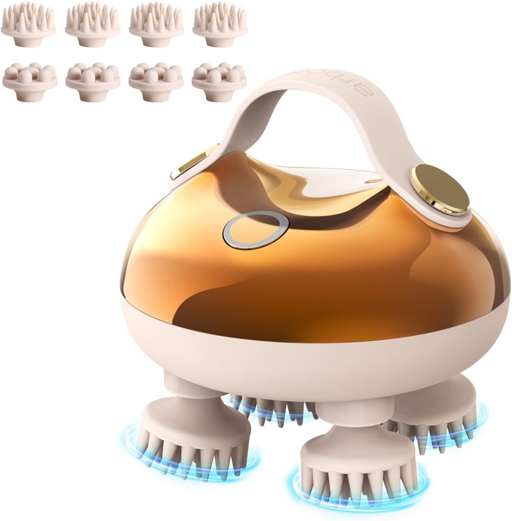 arboleaf electric scalp massager with silicone massage heads for wet and dry hair-care routines