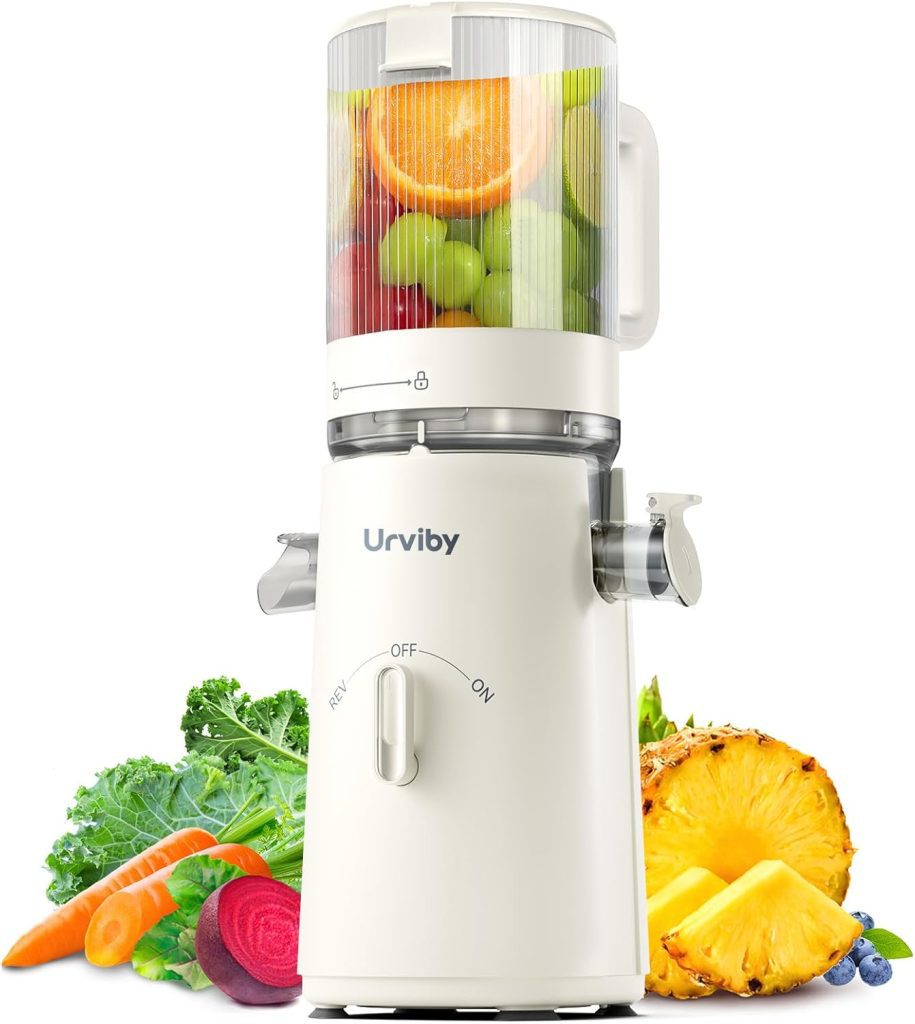 Cold press juicer machine with 5-inch feed chute for fruits and vegetables
