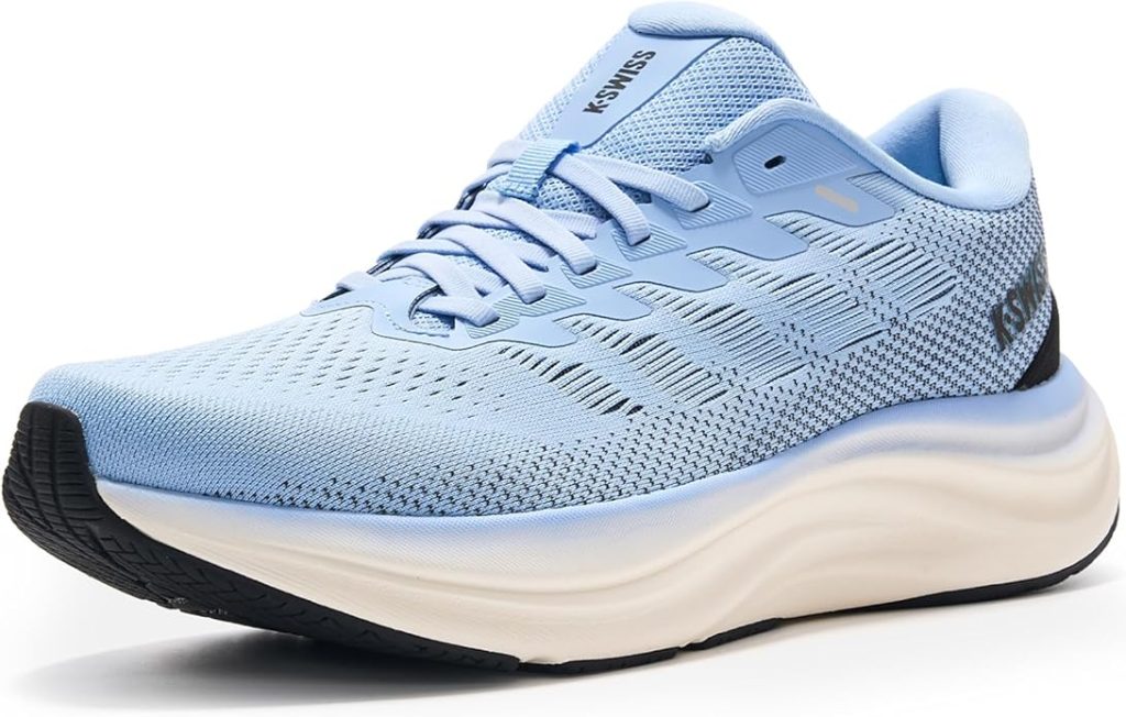 Lightweight wide-fit running and walking shoes with breathable mesh upper and cushioned midsole