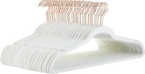 Amazon Basics ivory and rose gold non-slip velvet clothes hangers 50 pack for closet organization