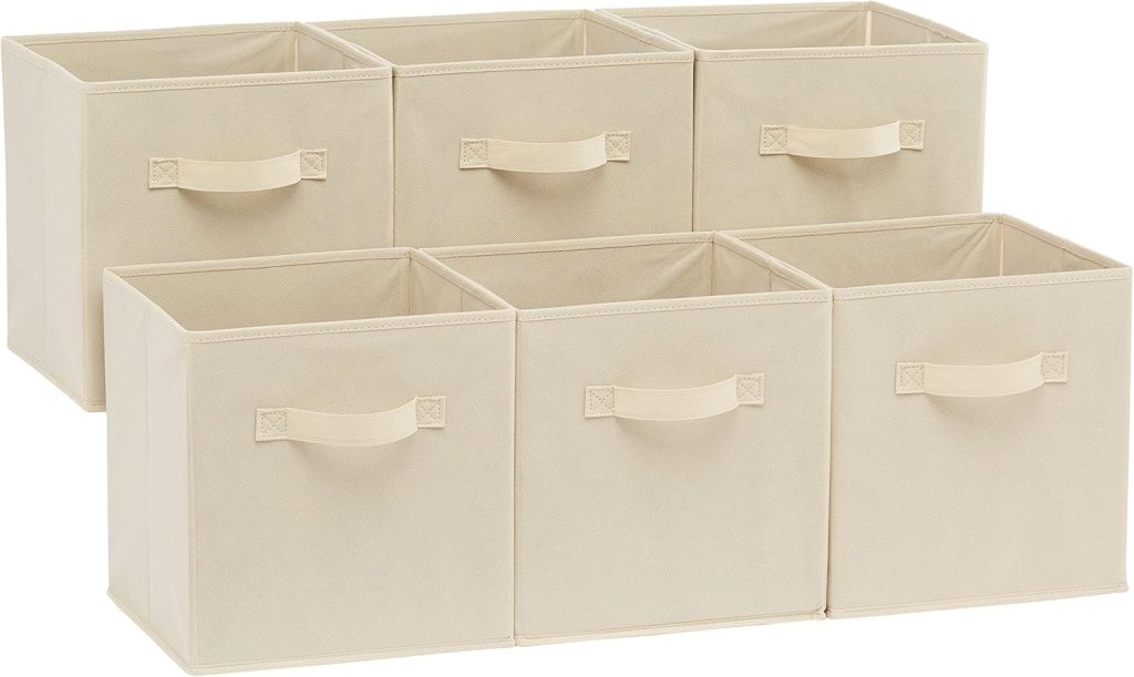 Amazon Basics collapsible fabric storage cubes 6 pack for closet shelves and cube organizers