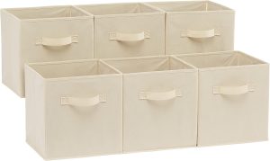 Amazon Basics collapsible fabric storage cubes 6 pack for closet shelves and cube organizers