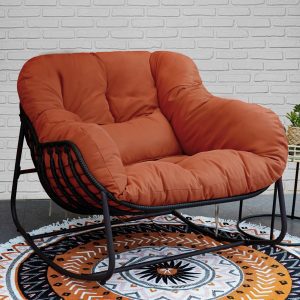 Ebern Designs Luisangel outdoor rocker chair with cushion for patio or indoor seating