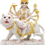 Durga Mata Idol Statue 8.5” Marble Color