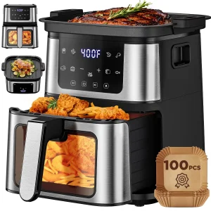 Famistar 7.5 QT Digital Air Fryer with Window & 100 Liners