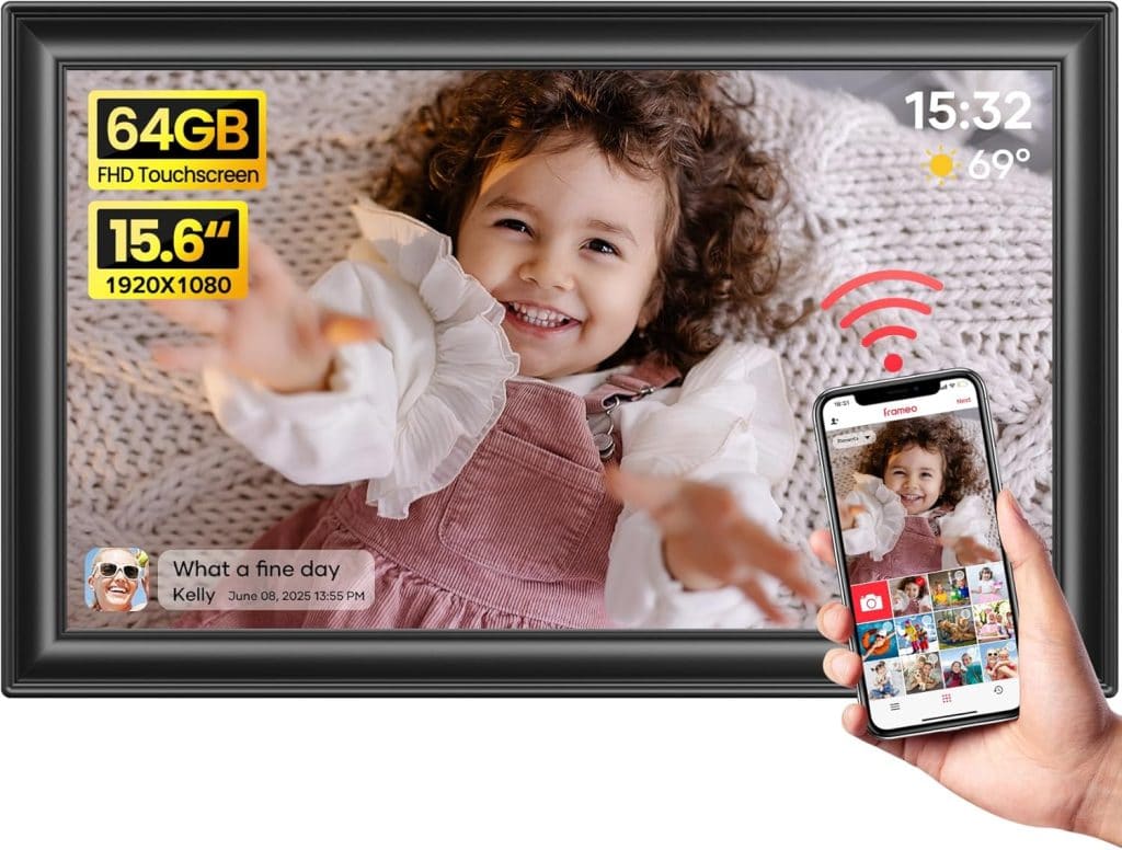 BIGASUO 64GB 15.6-Inch Frameo WiFi Digital Picture Frame