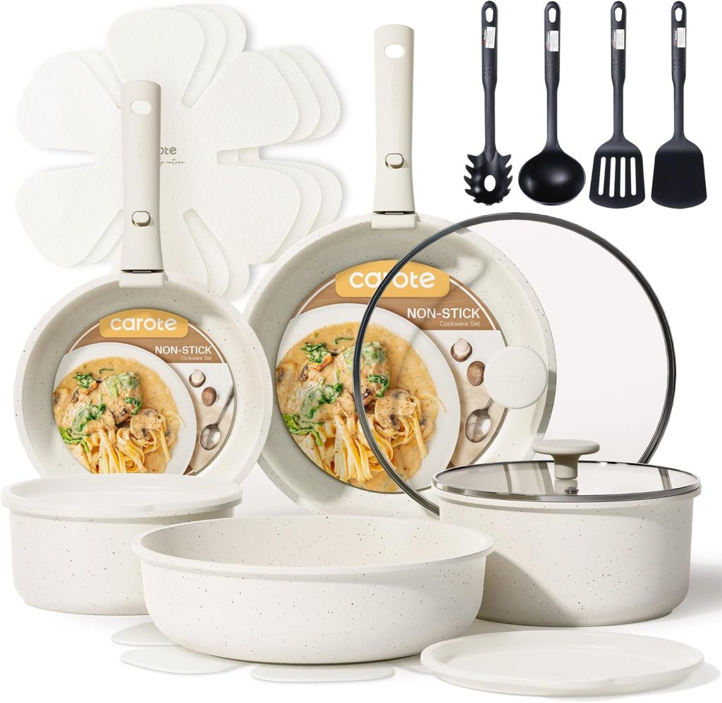 CAROTE Nonstick Cookware Set with Detachable Handles