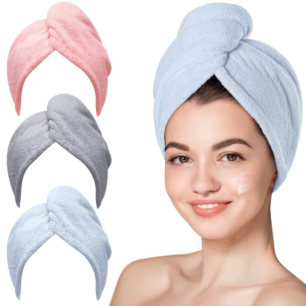 Hicober Microfiber Hair Towel 3-Pack