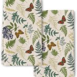 Pintukee Cute Botanic Butterfly Kitchen Towels Set of 2