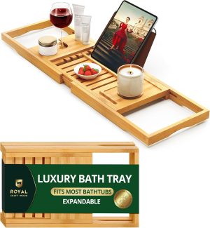 ROYAL CRAFT WOOD Premium Foldable Bathtub Tray Caddy