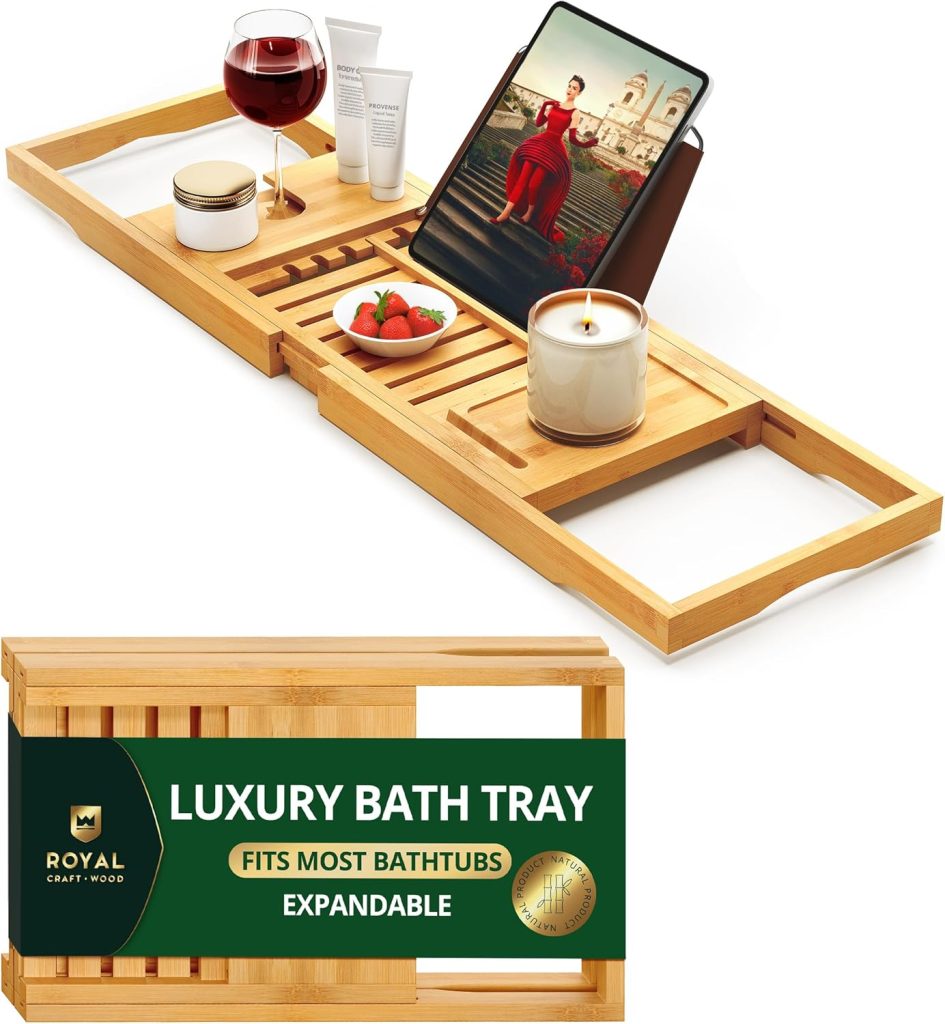 ROYAL CRAFT WOOD Premium Foldable Bathtub Tray Caddy