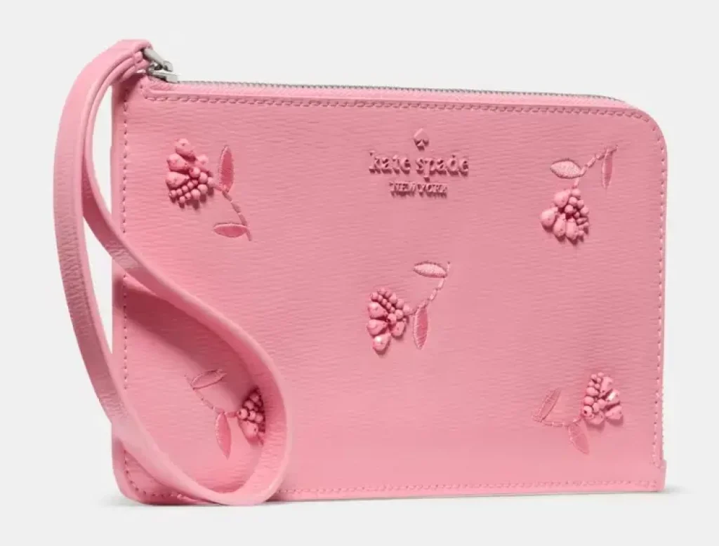 Kate Spade Lucy Floral Wristlet in Milk Glass Multi with floral pattern and zip closure