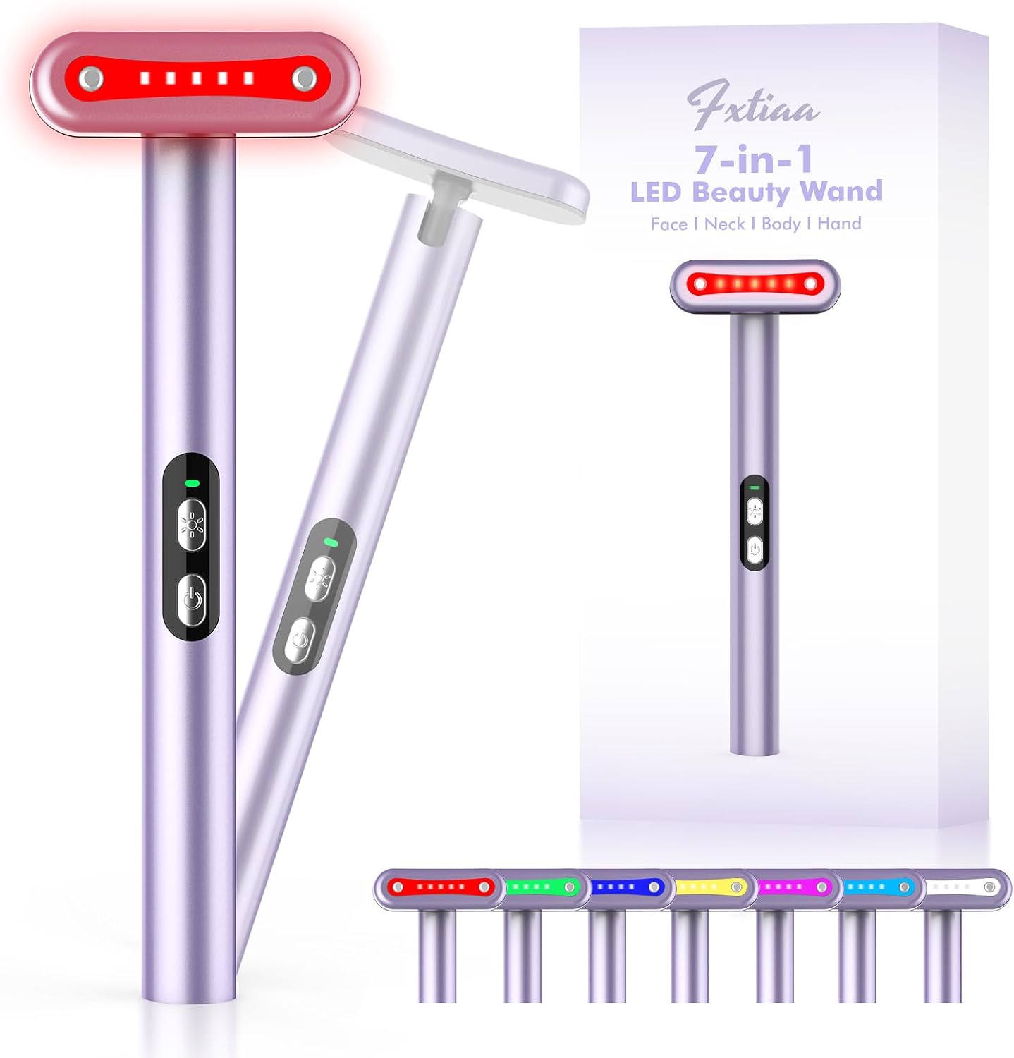 7-color LED light therapy beauty wand for face and neck skincare routines