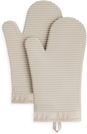 KitchenAid Ribbed Soft Silicone Oven Mitt 2-Pack, Milkshake Tan